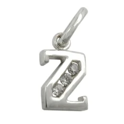 Anhänger 10x6mm Buchstabe Z mit Zirkonia aus echtem 925 Silber Damen