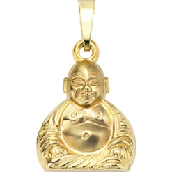 Anhänger 12,1x16,8mm Buddha aus 333 Gold Gelbgold 3D-geformt teilmattiert