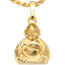 Anhänger 12,1x16,8mm Buddha aus 333 Gold Gelbgold 3D-geformt teilmattiert