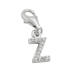 Anhänger 12x6mm Charm Einhänger Buchstabe Z mit Zirkonia 925 Silber Damen