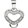 Anhänger 17,6x18,9mm Charms Charm Einhänger Herz mit Zirkonia 925 Silber Damen
