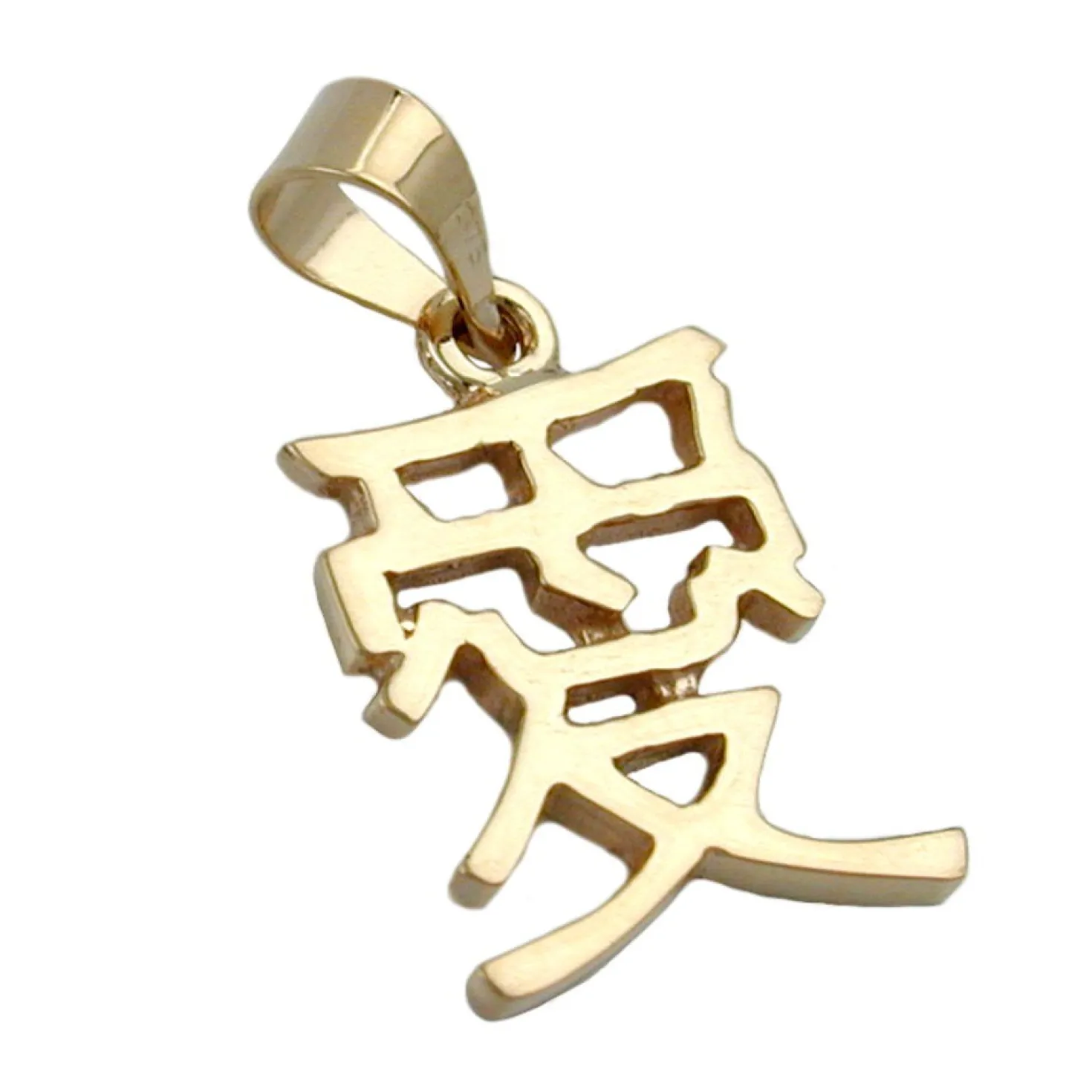 Anhänger 13x11mm chinesisch Liebe Love 9Kt Echt Gelbgold Halsschmuck Unisex