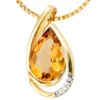 Anhänger 11x20,1mm Citrin Tropfen orange 4 Brillanten 0.02Ct 585 Gelbgold
