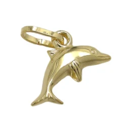 Anhänger 12x7mm Delfin aus 375 Gold Gelbgold klein & fein Goldanhänger