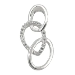 Anhänger 21x10mm drei Ellipsen mit weißen Zirkonia 925 Silber Halsschmuck