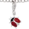Anhänger 10,8x23,9mm Einhänger Charm Marienkäfer 925 Silber Lack rot schwarz
