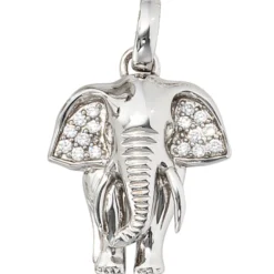 Anhänger 19,9x25,3mm Elefant mit Zirkonia 925 Echt Silber Sterlingsilber Damen