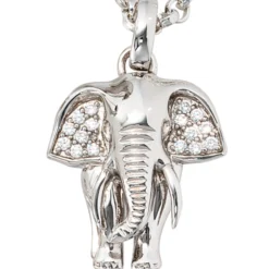 Anhänger 19,9x25,3mm Elefant mit Zirkonia 925 Echt Silber Sterlingsilber Damen