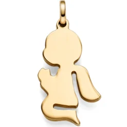 Anhänger 12x24mm Engel beim Beten aus 585 Gelbgold Silhouette flach schlicht