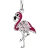 Anhänger 12,1x22,2mm Flamingo mit rosafarbenden Zirkonia Lackeinlagen 925 Silber