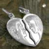 Anhänger 22x20mm Freundschaftsanhänger Doppelanhänger Herz 925 Silber Unisex