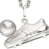 Anhänger 19,2x11,9mm Fußballschuh mit Ball 925 Silber teilmattiert Kinder
