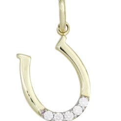 Anhänger 12,2x15,6mm Glückszeichen Hufeisen 5 Zirkonia 333 Gelbgold glänzend