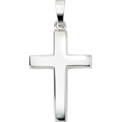 Anhänger 14x23,1mm Goldanhänger Kreuz aus 585 Weißgold schlicht Unisex