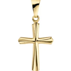 Anhänger 11,4x18,7mm Goldkreuz Kreuz mit Streifen 375 Gold Gelbgold