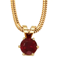Anhänger 6,2x9,4mm Granat rot dunkelrot & 585 Gold Gelbgold Halsschmuck Damen