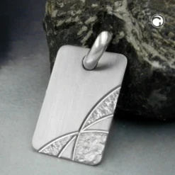 Anhänger 24x16mm Gravurplatte Dokumentenrolle 925 Silber viereckig rhodiniert