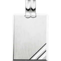Anhänger 17,1x23,5mm Gravurplatte Viereck mit Streifen 925 Silber teilmattiert