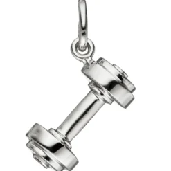 Anhänger 7x14,5mm Hantel aus echtem 925 Silber Silberanhänger rhodiniert