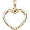 Anhänger 11x10,1mm Herz mit Diamant 0.01Ct 333 Gold Gelbgold Herzanhänger