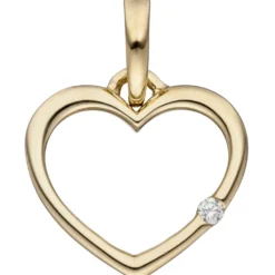 Anhänger 11x10,1mm Herz mit Diamant 0.01Ct 333 Gold Gelbgold Herzanhänger