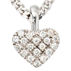 Anhänger 8,5x10,1mm Herz mit 19 Diamanten 0.12Ct 585 Gold Weißgold