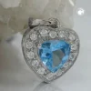 Anhänger 14x13mm Herz mit synth Topas Blautopas & Zirkonia 925 Silber Damen