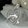 Anhänger 14x15mm Herz & springender Delfin Zirkonia weiß 925 Sterling Silber