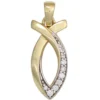 Anhänger 8,2x18,5mm Ichthys Fisch Symbol 333 Gold Gelbgold weiße Zirkonia Damen