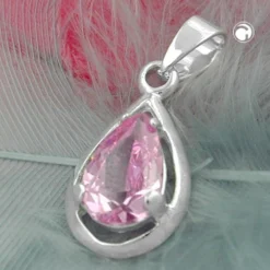 Anhänger 14x8mm in Tropfenform Tropfen Zirkonia pink facettiert 925 Silber Damen