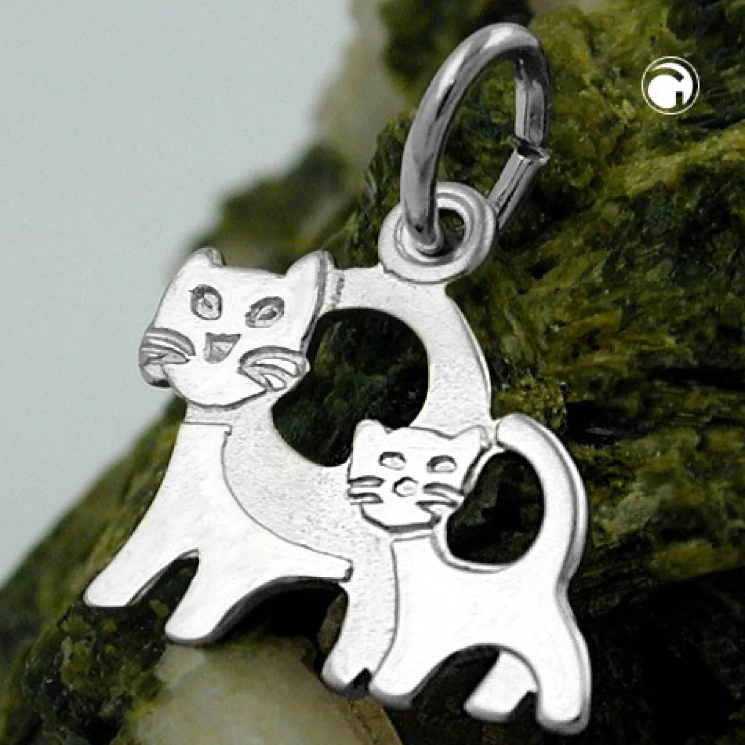 Anhänger 12x13mm Katzenpaar Kätzchen 925 Silber Sterlingsilber für Kinder