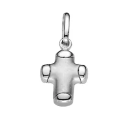 Anhänger 8x17mm Kettenanhänger Kreuz aus 585 Gold Weißgold Goldanhänger Unisex