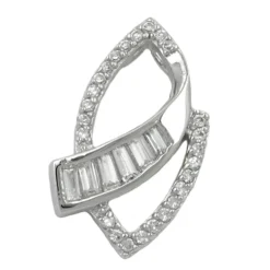 Anhänger 29x18mm Kettenanhänger viele Zirkonia 925 Silber Sterlingsilber Damen