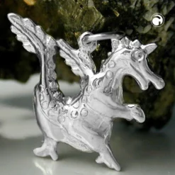 Anhänger 20x17mm kleiner Drache glänzend echtes 925 Silber Damen Silberanhänger