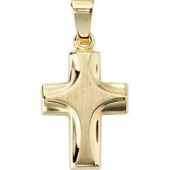 Anhänger 11,1x17,8mm Kreuz aus 585 Gold Gelbgold massiv Unisex Goldanhänger