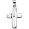 Anhänger 11,5x17,8mm Kreuz aus 585 Weißgold mit 3 Diamanten 0.02Ct Brillanten