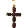 Anhänger 13,6x21,1mm Kreuz Granat rot dunkelrot 375 Gold Gelbgold Kettenanhänger
