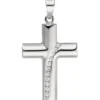 Anhänger 16,5x25,9mm Kreuz Kreuzchen mit weißen Zirkonia 925 Silber rhodiniert