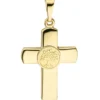 Anhänger 15x22,7mm Kreuz mit Lebensbaum in der Mitte 333 Gold Gelbgold teilmatt