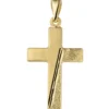 Anhänger 14x23,7mm Kreuz mit Streifen Aufgang 333 Gold Gelbgold teilgehämmert