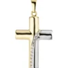 Anhänger 16,5x26,1mm Kreuz mit weißen Zirkonia 333 Gold Gelbgold teilrhodiniert