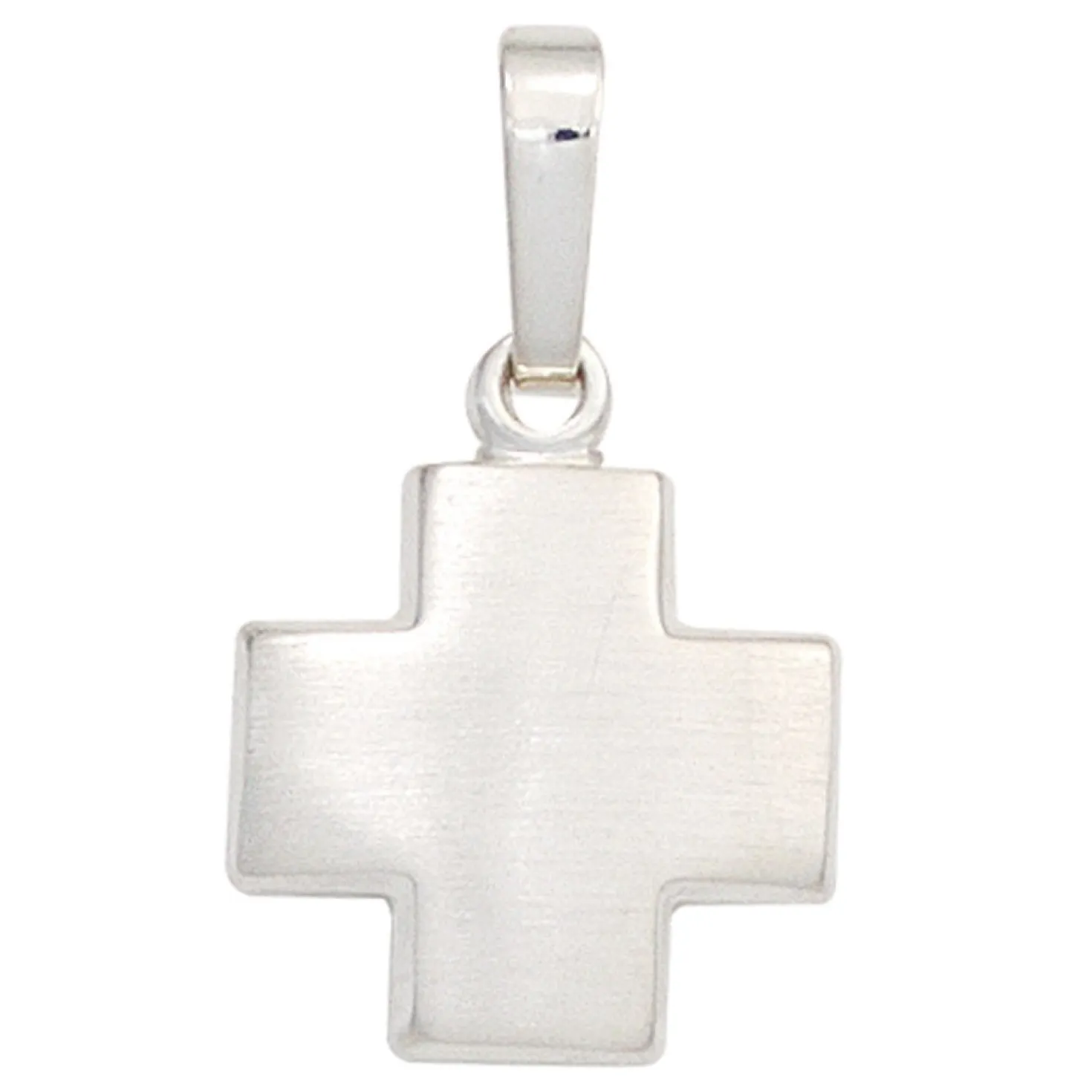 Anhänger 11x13,4mm Kreuz 925 Silber breit symmetrisch matt Silberkreuz Unisex