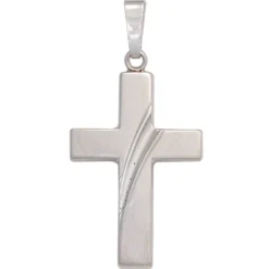 Anhänger 18,6x30,7mm Kreuz 925 Silber glänzend Streifen Silberkreuz