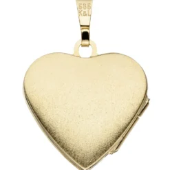 Anhänger 20,6x19,7mm Medaillon Amulett als Herz 585 Gold Gelbgold mattiert
