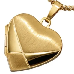 Anhänger 20,6x19,7mm Medaillon Amulett als Herz 585 Gold Gelbgold mattiert