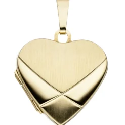 Anhänger 20,6x19,7mm Medaillon Amulett als Herz 585 Gold Gelbgold mattiert