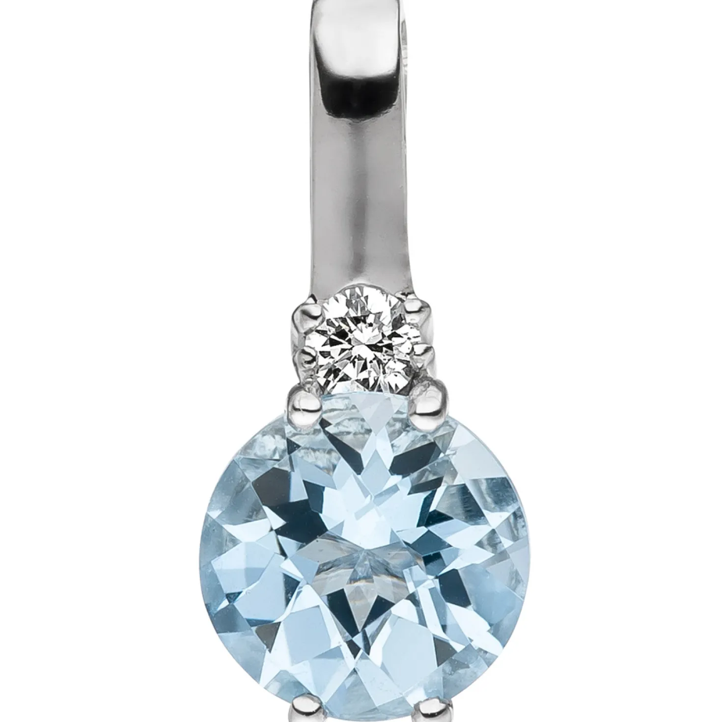 Anhänger 6,1x13,6mm mit Aquamarin & Diamant 0.03Ct 585 Gold Weißgold