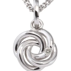 Anhänger 10x12,5mm mit Diamant 0.02Ct Knoten Form glänzend 585 Gold Weißgold