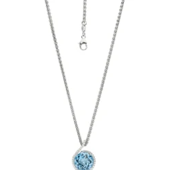 Anhänger 13,8x19,1mm mit 37 Diamanten 0.18Ct TW/SI Blautopas 585 Gold Weißgold