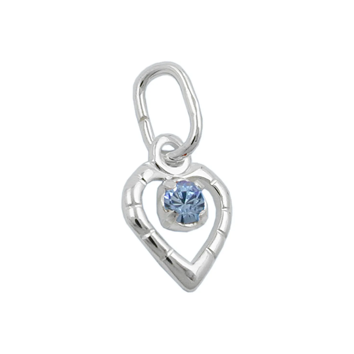Anhänger 8x6mm mit Glasstein hellblau im Herz 925 Silber Halsschmuck Damen